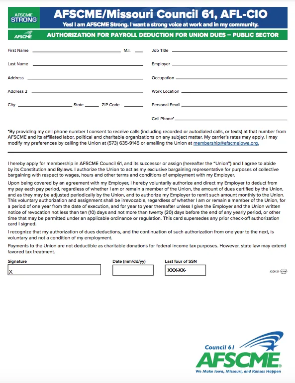 DBRL Workers United Sample Membership Card